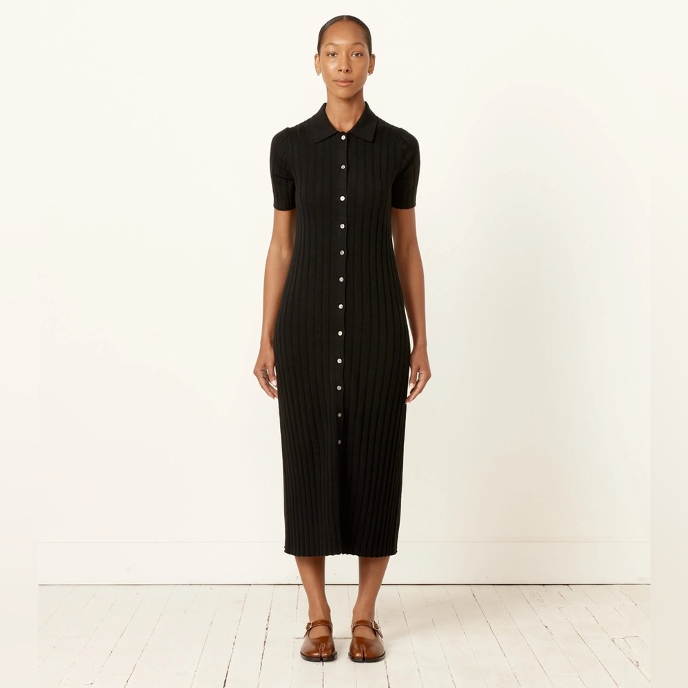 Alex Mill Alice Ribbed Sweater Dress in Black